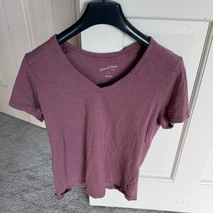 Women's Short Sleeve V-Neck Tee - Plum